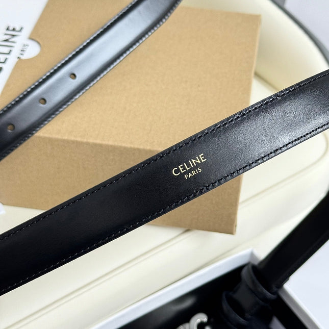 MEDIUM TRIOMPHE BELT 25MM BLACK LEATHER SILVER HARDWARE