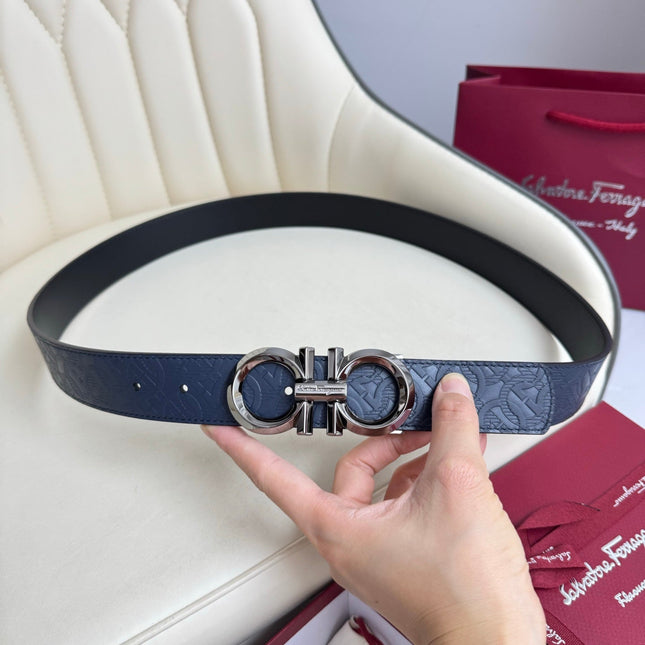 BELT 35MM IN NAVY BLUE CALFSKIN 621659
