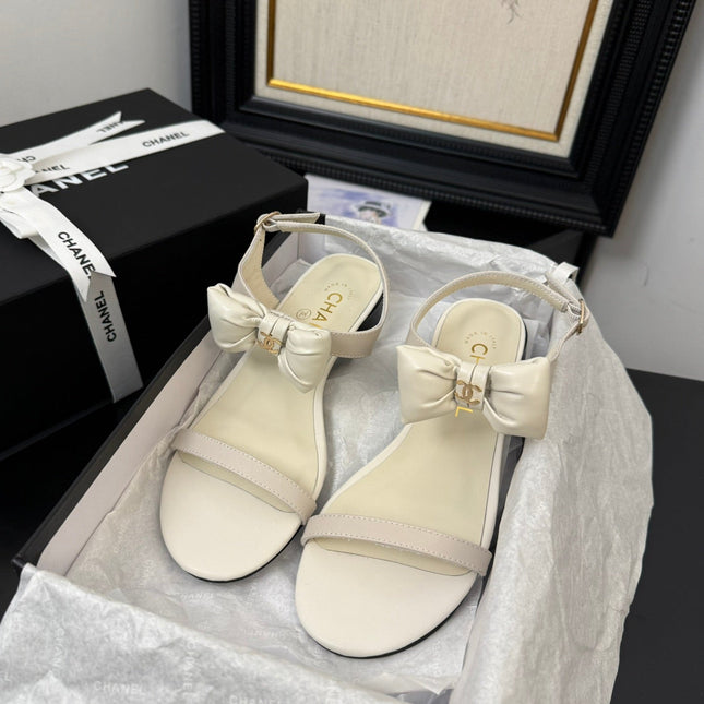 FLAT SANDALS 5 MM IN WHITE CREAM CALFSKIN
