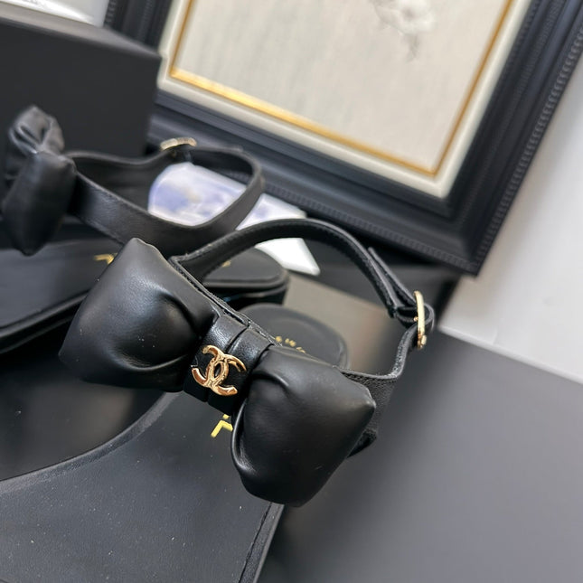 FLAT SANDALS 5 MM IN BLACK CALFSKIN