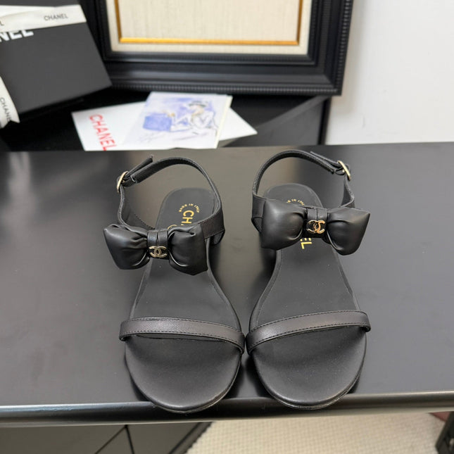FLAT SANDALS 5 MM IN BLACK CALFSKIN