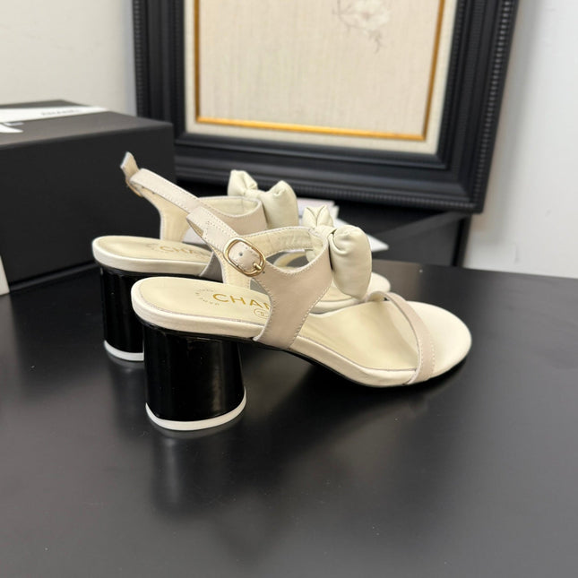 MID HEEL 45 MM SANDALS IN WHITE CREAM CALFSKIN