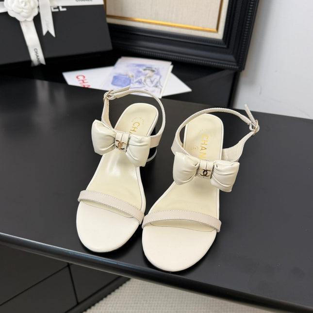 MID HEEL 45 MM SANDALS IN WHITE CREAM CALFSKIN