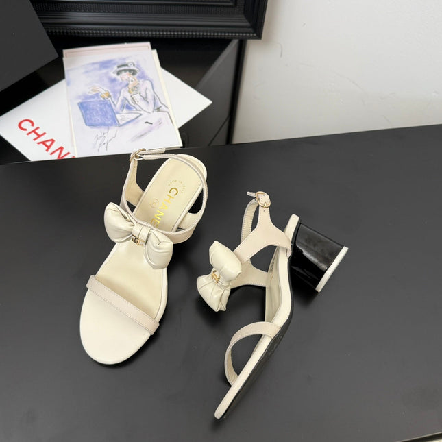 MID HEEL 45 MM SANDALS IN WHITE CREAM CALFSKIN