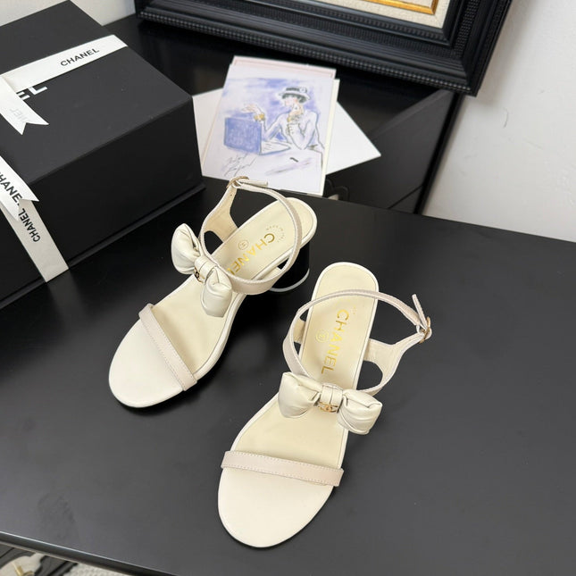 MID HEEL 45 MM SANDALS IN WHITE CREAM CALFSKIN