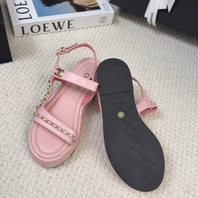 THICK-SOLED SANDALS 55 MM IN LIGHT PINK CALFSKIN