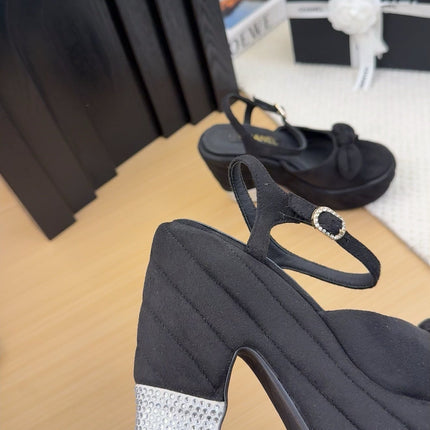 HIGH 12 CM PLATFORM SANDALS IN BLACK SUEDE