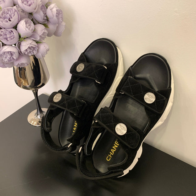 SANDAL 25S IN BLACK SUEDE FABRIC