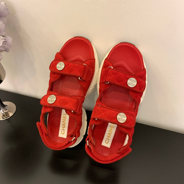 SANDAL 25S IN RED SUEDE FABRIC