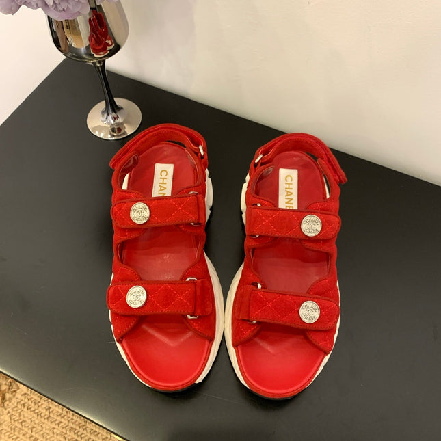 SANDAL 25S IN RED SUEDE FABRIC