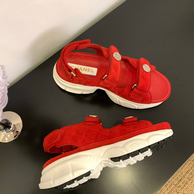 SANDAL 25S IN RED SUEDE FABRIC