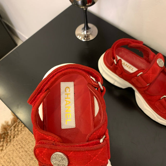 SANDAL 25S IN RED SUEDE FABRIC