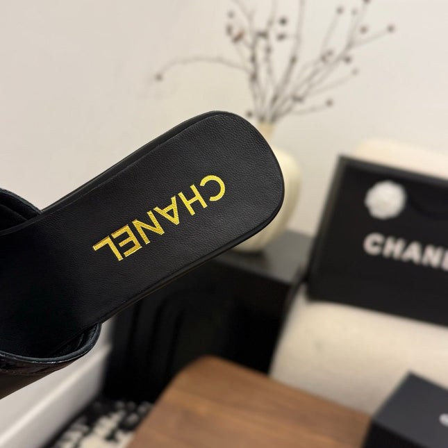 CHANEL 26S WEDGE SANDALS 95 MM IN BLACK CALFSKIN STYLE 1