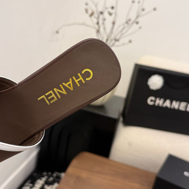 CHANEL 26S WEDGE SANDALS 95 MM IN DARK BROWN CALFSKIN