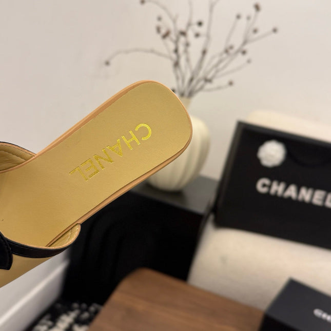 CHANEL 26S WEDGE SANDALS 95 MM IN PASTEL YELLOW CALFSKIN