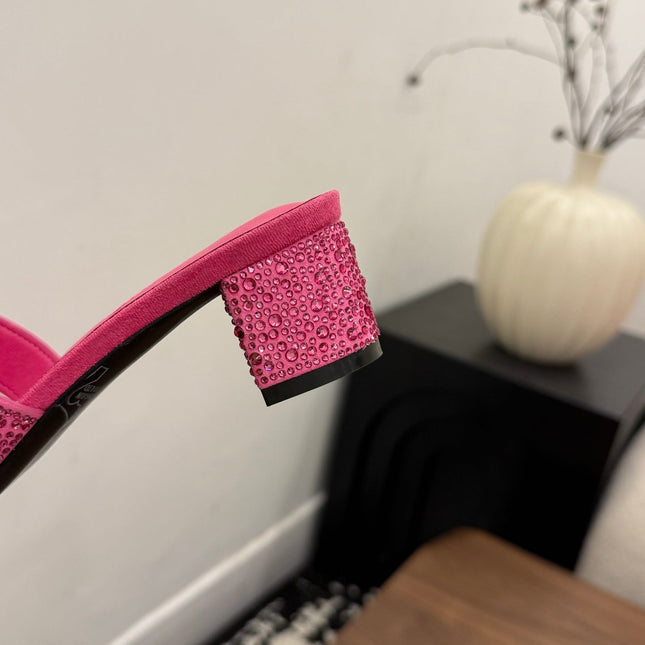 HM 26S OASIS SANDAL IN HOT PINK SUEDE WITH CRYSTALS