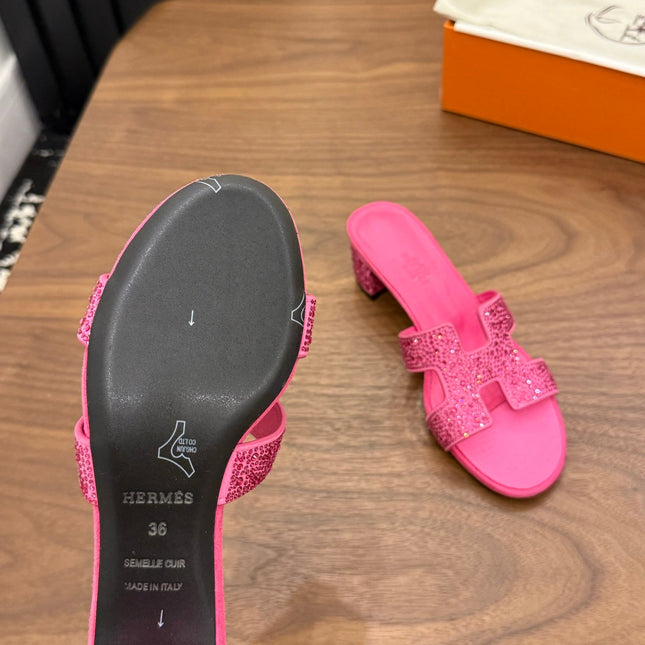 HM 26S OASIS SANDAL IN HOT PINK SUEDE WITH CRYSTALS
