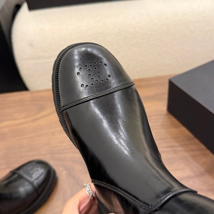 CHANEL 26S ANKLE BOOTS 45 MM IN BLACK PATENT LEATHER ROUNDED TOE