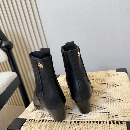 DIOR 26S BLOCK HEEL CHELSEA ANKLE BOOTS IN BLACK CALFSKIN