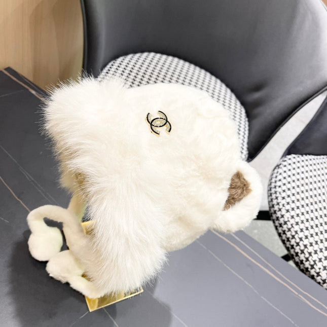 BEANIE HAT IN WHITE FLEECE AND WOOL 433166
