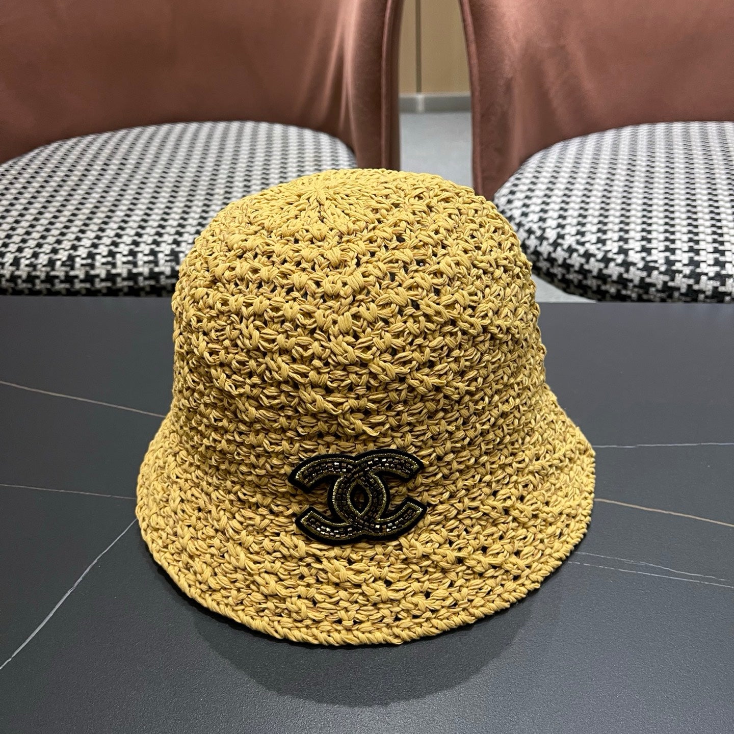 CHANEL 26S RAFFIA BUCKET HAT 335789