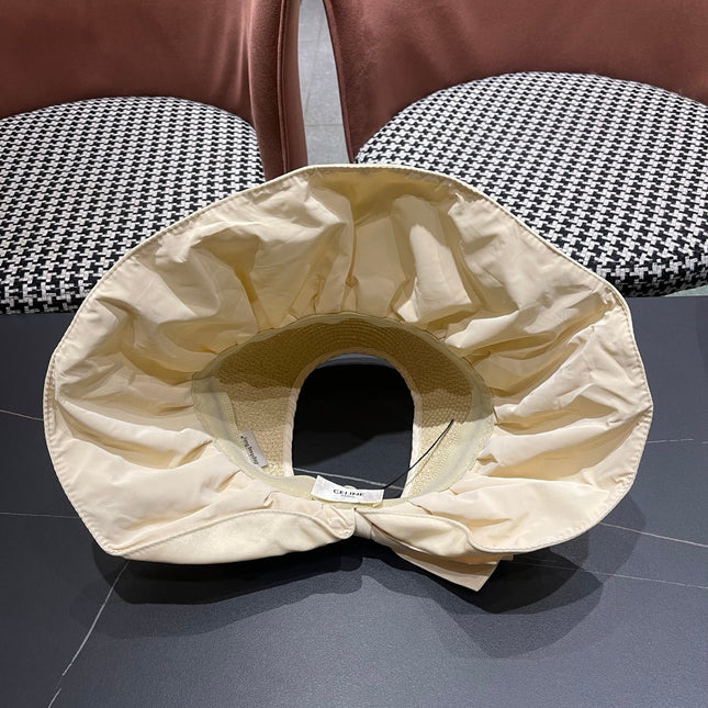 CELINE 26S STRAW CROWN RUFFLE-BRIM SUN HAT STYLE 111
