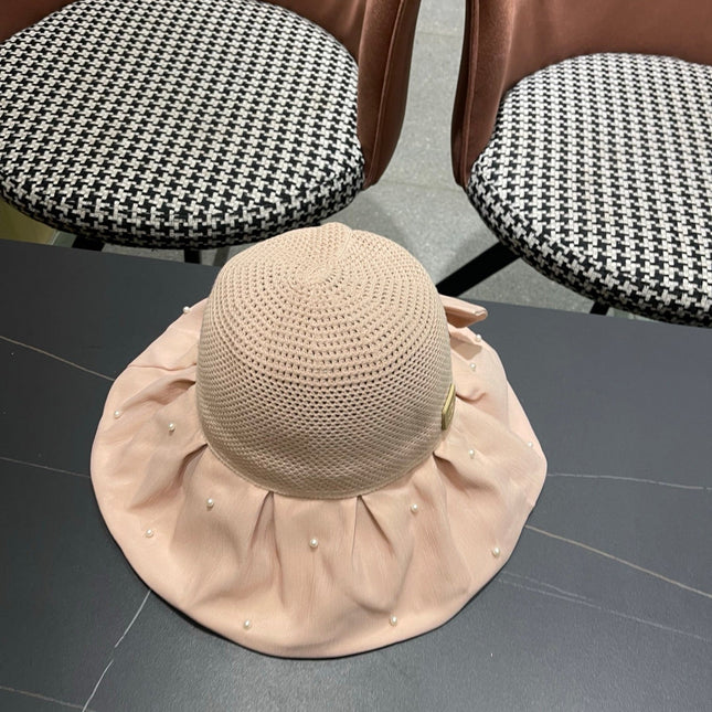 CHANEL 26S CHIFFON BOW & PEARL STRAW CLOCHE HAT 335759
