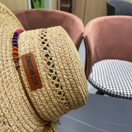 DIOR 26S STRAW BOATER HAT STYLE 210