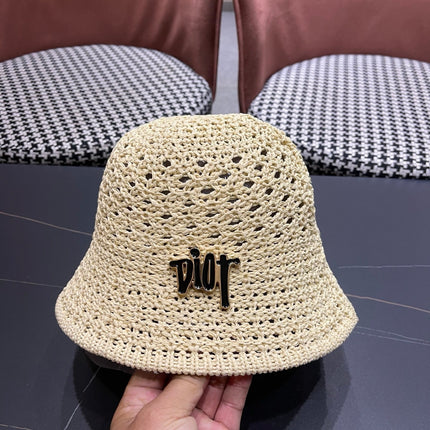 DIOR 26S CROCHET STRAW BUCKET HAT STYLE 219