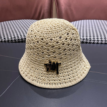 DIOR 26S CROCHET STRAW BUCKET HAT STYLE 219