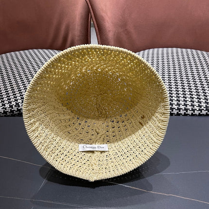 DIOR 26S CROCHET STRAW BUCKET HAT STYLE 219