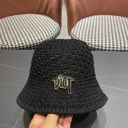 DIOR 26S CROCHET STRAW BUCKET HAT STYLE 218