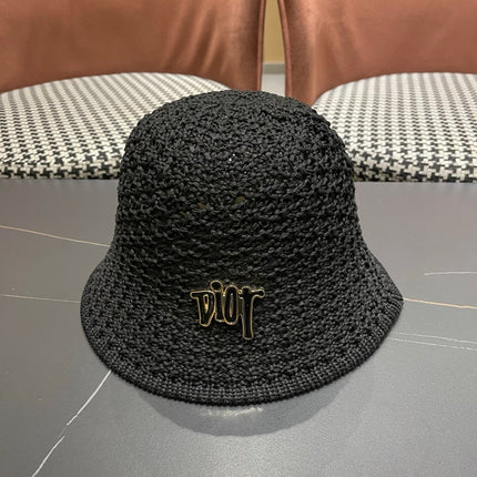 DIOR 26S CROCHET STRAW BUCKET HAT STYLE 218