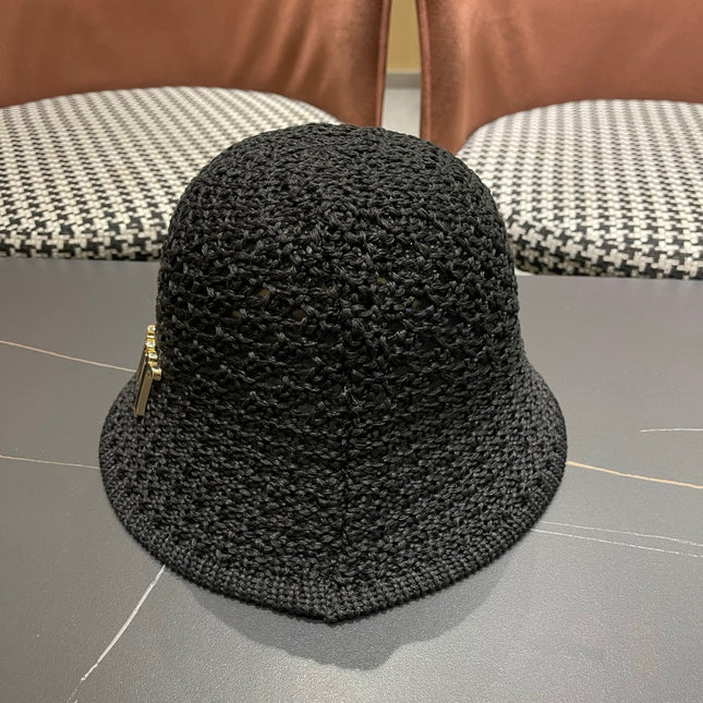 DIOR 26S CROCHET STRAW BUCKET HAT STYLE 218