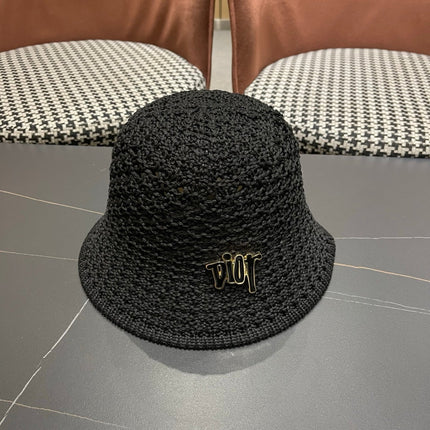 DIOR 26S CROCHET STRAW BUCKET HAT STYLE 218
