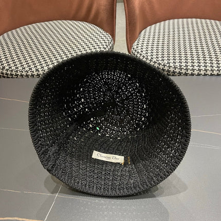 DIOR 26S CROCHET STRAW BUCKET HAT STYLE 218