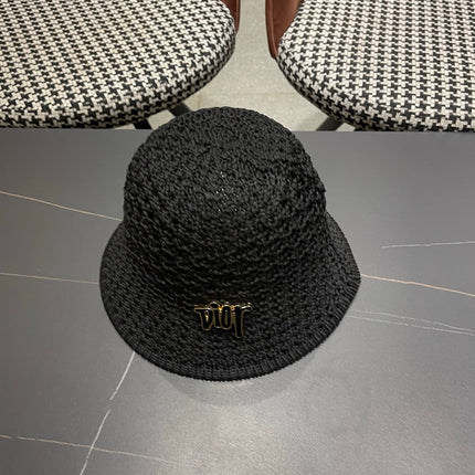 DIOR 26S CROCHET STRAW BUCKET HAT STYLE 218