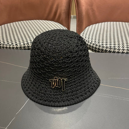 DIOR 26S CROCHET STRAW BUCKET HAT STYLE 218