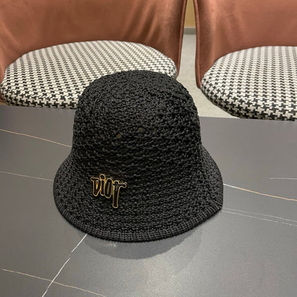 DIOR 26S CROCHET STRAW BUCKET HAT STYLE 218