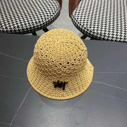 DIOR 26S CROCHET STRAW BUCKET HAT STYLE 217