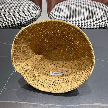 DIOR 26S CROCHET STRAW BUCKET HAT STYLE 217