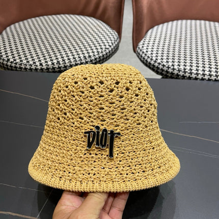 DIOR 26S CROCHET STRAW BUCKET HAT STYLE 217