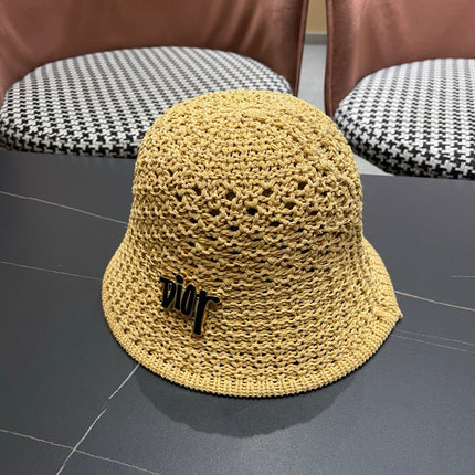 DIOR 26S CROCHET STRAW BUCKET HAT STYLE 217