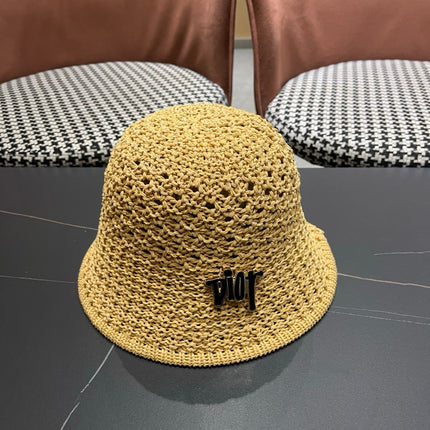DIOR 26S CROCHET STRAW BUCKET HAT STYLE 217