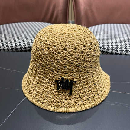DIOR 26S CROCHET STRAW BUCKET HAT STYLE 217