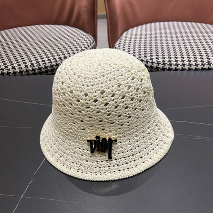 DIOR 26S CROCHET STRAW BUCKET HAT STYLE 216
