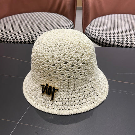 DIOR 26S CROCHET STRAW BUCKET HAT STYLE 216