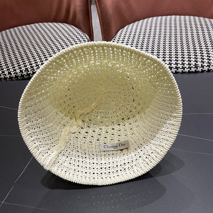 DIOR 26S CROCHET STRAW BUCKET HAT STYLE 216