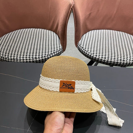 DIOR 26S STRAW SUN HAT WITH LACE RIBBON TRIM STYLE 138