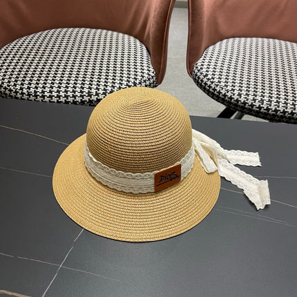DIOR 26S STRAW SUN HAT WITH LACE RIBBON TRIM STYLE 138